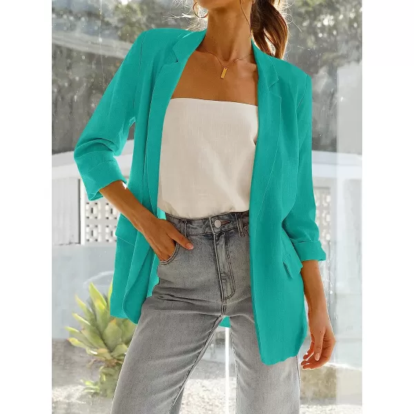 imageANRABESS Womens 2023 Spring Summer Casual Open Front Long Sleeve Lightweight Work Office Jackets Blazer SuitLake