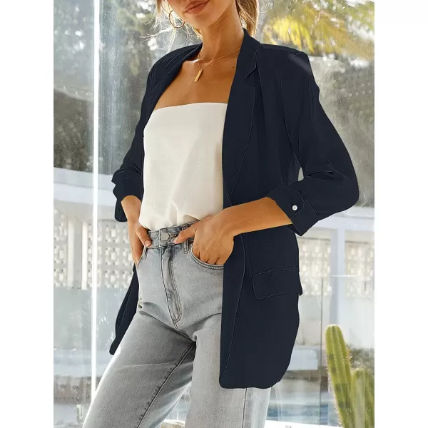 imageANRABESS Womens 2023 Spring Summer Casual Open Front Long Sleeve Lightweight Work Office Jackets Blazer SuitNavy Blue