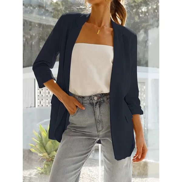 imageANRABESS Womens 2023 Spring Summer Casual Open Front Long Sleeve Lightweight Work Office Jackets Blazer SuitNavy Blue