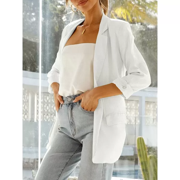 imageANRABESS Womens 2023 Spring Summer Casual Open Front Long Sleeve Lightweight Work Office Jackets Blazer SuitOffwhite