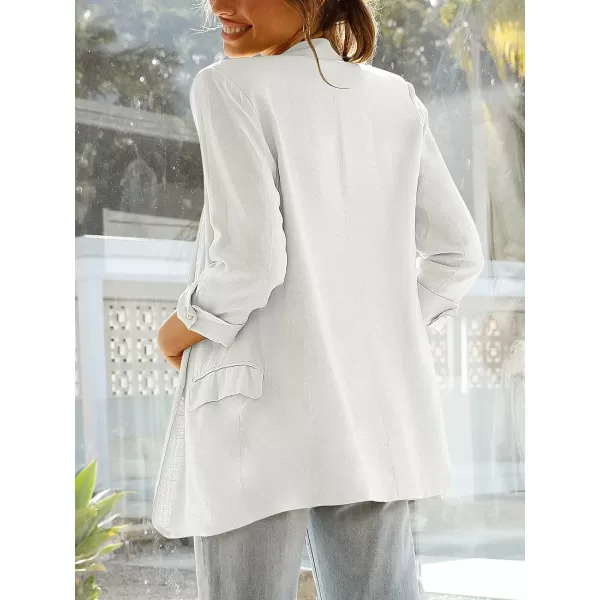 imageANRABESS Womens 2023 Spring Summer Casual Open Front Long Sleeve Lightweight Work Office Jackets Blazer SuitOffwhite
