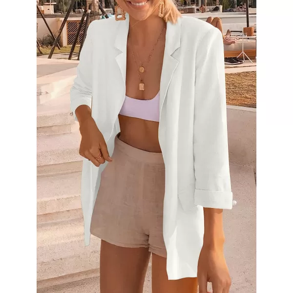 imageANRABESS Womens 2023 Spring Summer Casual Open Front Long Sleeve Lightweight Work Office Jackets Blazer SuitOffwhite