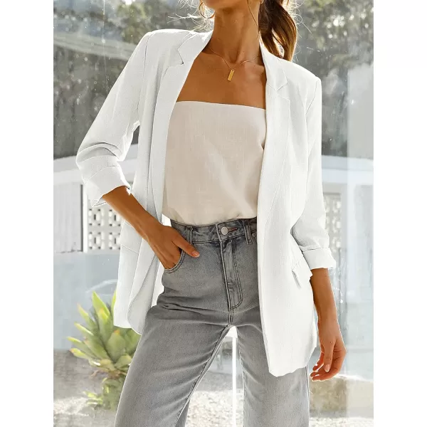 imageANRABESS Womens 2023 Spring Summer Casual Open Front Long Sleeve Lightweight Work Office Jackets Blazer SuitOffwhite
