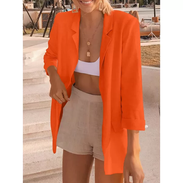 imageANRABESS Womens 2023 Spring Summer Casual Open Front Long Sleeve Lightweight Work Office Jackets Blazer SuitOrange