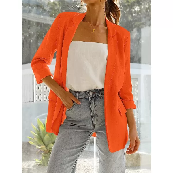 imageANRABESS Womens 2023 Spring Summer Casual Open Front Long Sleeve Lightweight Work Office Jackets Blazer SuitOrange