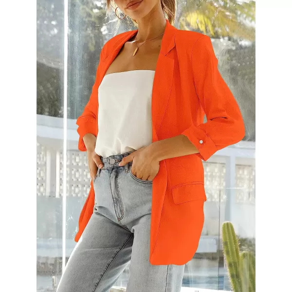 imageANRABESS Womens 2023 Spring Summer Casual Open Front Long Sleeve Lightweight Work Office Jackets Blazer SuitOrange