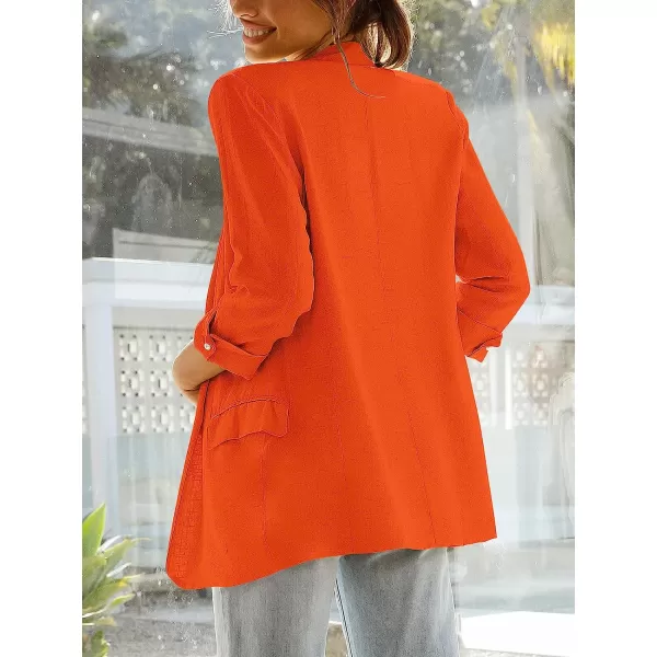 imageANRABESS Womens 2023 Spring Summer Casual Open Front Long Sleeve Lightweight Work Office Jackets Blazer SuitOrange