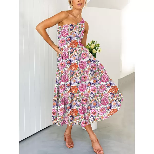 imageANRABESS Womens 2023 Summer Bohemian One Shoulder Sleeveless Smocked Ruffle Tiered Beach Maxi Sun DressFloral 03