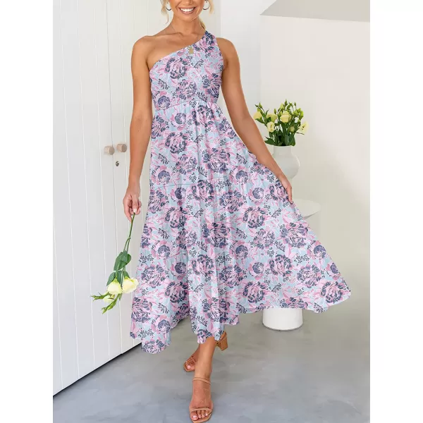 imageANRABESS Womens 2023 Summer Bohemian One Shoulder Sleeveless Smocked Ruffle Tiered Beach Maxi Sun DressFloral 04