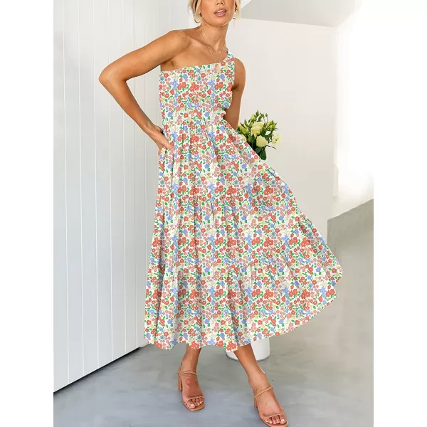 imageANRABESS Womens 2023 Summer Bohemian One Shoulder Sleeveless Smocked Ruffle Tiered Beach Maxi Sun DressFloral 05