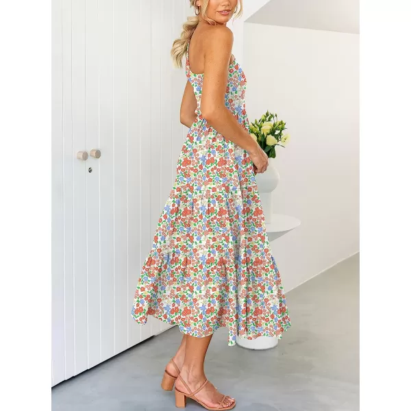 imageANRABESS Womens 2023 Summer Bohemian One Shoulder Sleeveless Smocked Ruffle Tiered Beach Maxi Sun DressFloral 05
