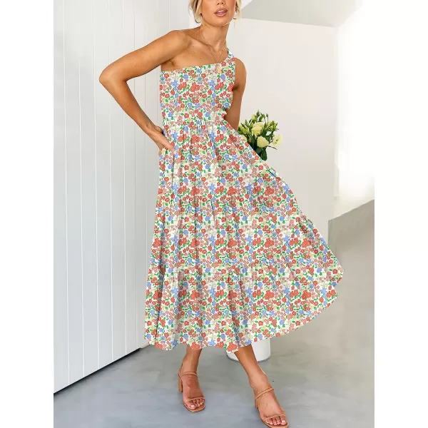 imageANRABESS Womens 2023 Summer Bohemian One Shoulder Sleeveless Smocked Ruffle Tiered Beach Maxi Sun DressFloral 05