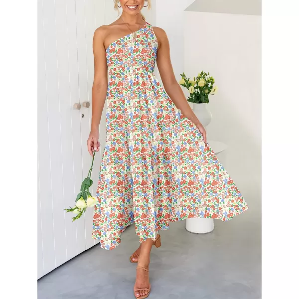 imageANRABESS Womens 2023 Summer Bohemian One Shoulder Sleeveless Smocked Ruffle Tiered Beach Maxi Sun DressFloral 05