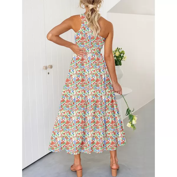imageANRABESS Womens 2023 Summer Bohemian One Shoulder Sleeveless Smocked Ruffle Tiered Beach Maxi Sun DressFloral 05