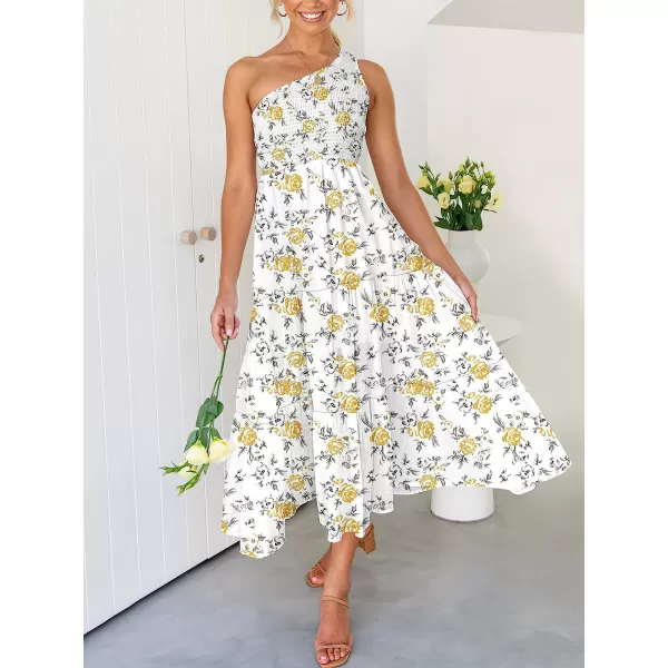 imageANRABESS Womens 2023 Summer Bohemian One Shoulder Sleeveless Smocked Ruffle Tiered Beach Maxi Sun DressFloral 06