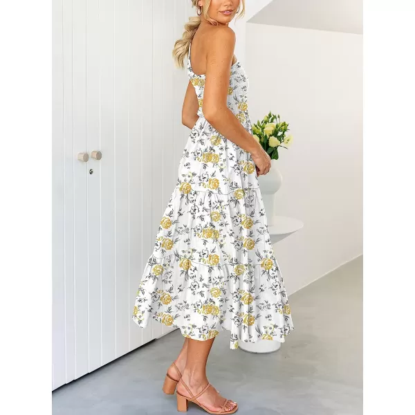 imageANRABESS Womens 2023 Summer Bohemian One Shoulder Sleeveless Smocked Ruffle Tiered Beach Maxi Sun DressFloral 06