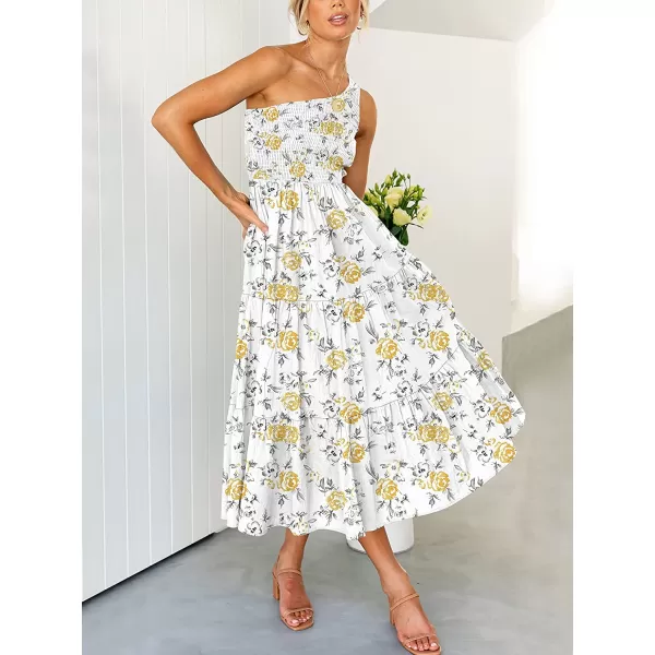 imageANRABESS Womens 2023 Summer Bohemian One Shoulder Sleeveless Smocked Ruffle Tiered Beach Maxi Sun DressFloral 06