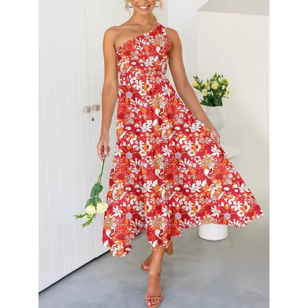 imageANRABESS Womens 2023 Summer Bohemian One Shoulder Sleeveless Smocked Ruffle Tiered Beach Maxi Sun DressFloral 07