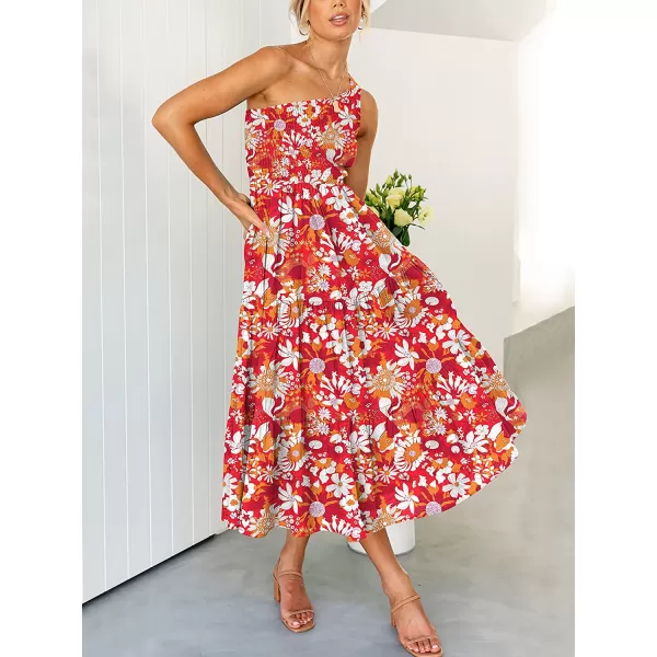 imageANRABESS Womens 2023 Summer Bohemian One Shoulder Sleeveless Smocked Ruffle Tiered Beach Maxi Sun DressFloral 07