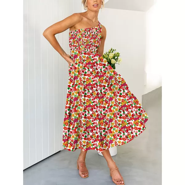 imageANRABESS Womens 2023 Summer Bohemian One Shoulder Sleeveless Smocked Ruffle Tiered Beach Maxi Sun DressFloral 08