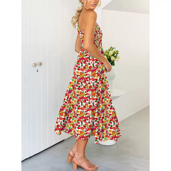 imageANRABESS Womens 2023 Summer Bohemian One Shoulder Sleeveless Smocked Ruffle Tiered Beach Maxi Sun DressFloral 08