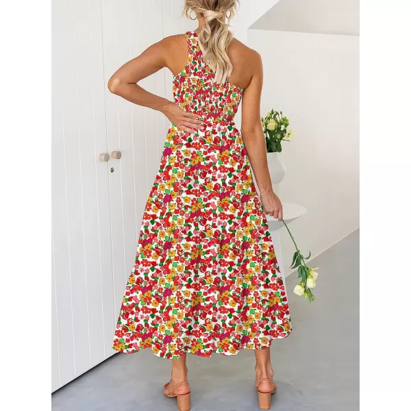 imageANRABESS Womens 2023 Summer Bohemian One Shoulder Sleeveless Smocked Ruffle Tiered Beach Maxi Sun DressFloral 08