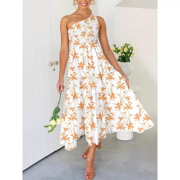 imageANRABESS Womens 2023 Summer Bohemian One Shoulder Sleeveless Smocked Ruffle Tiered Beach Maxi Sun DressFloral 09