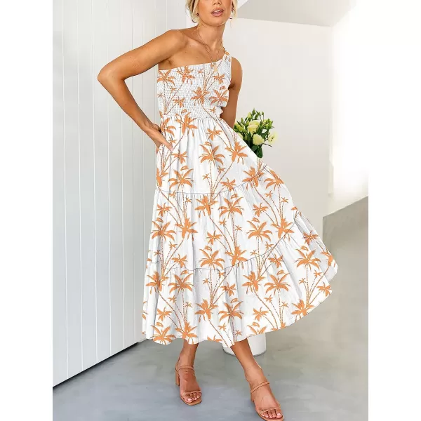 imageANRABESS Womens 2023 Summer Bohemian One Shoulder Sleeveless Smocked Ruffle Tiered Beach Maxi Sun DressFloral 09