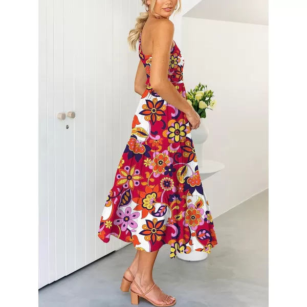 imageANRABESS Womens 2023 Summer Bohemian One Shoulder Sleeveless Smocked Ruffle Tiered Beach Maxi Sun DressFloral 10
