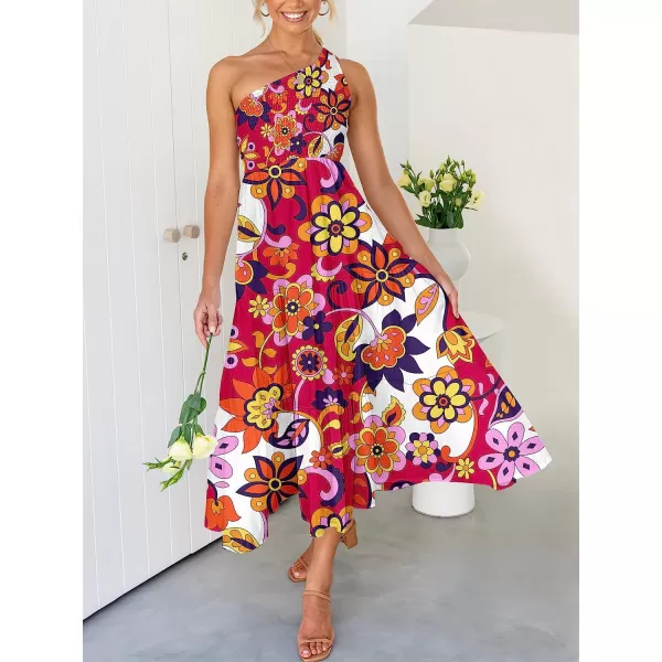 imageANRABESS Womens 2023 Summer Bohemian One Shoulder Sleeveless Smocked Ruffle Tiered Beach Maxi Sun DressFloral 10
