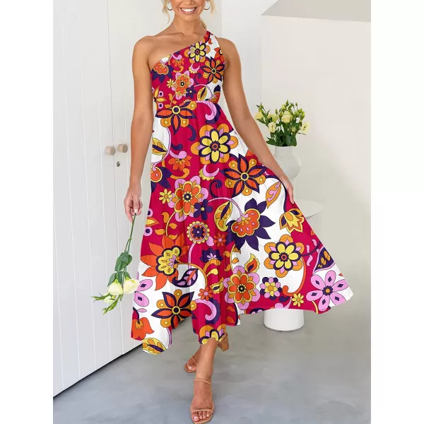 imageANRABESS Womens 2023 Summer Bohemian One Shoulder Sleeveless Smocked Ruffle Tiered Beach Maxi Sun DressFloral 10