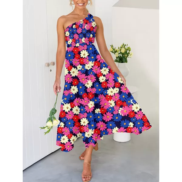 imageANRABESS Womens 2023 Summer Bohemian One Shoulder Sleeveless Smocked Ruffle Tiered Beach Maxi Sun DressFloral 12