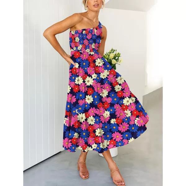 imageANRABESS Womens 2023 Summer Bohemian One Shoulder Sleeveless Smocked Ruffle Tiered Beach Maxi Sun DressFloral 12