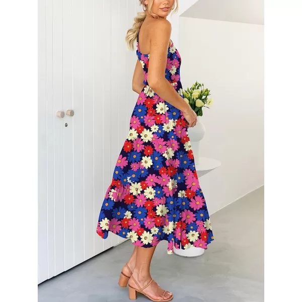 imageANRABESS Womens 2023 Summer Bohemian One Shoulder Sleeveless Smocked Ruffle Tiered Beach Maxi Sun DressFloral 12