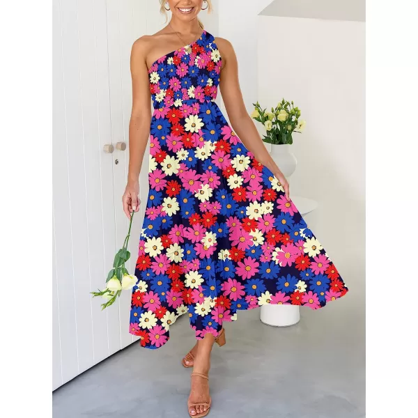 imageANRABESS Womens 2023 Summer Bohemian One Shoulder Sleeveless Smocked Ruffle Tiered Beach Maxi Sun DressFloral 12