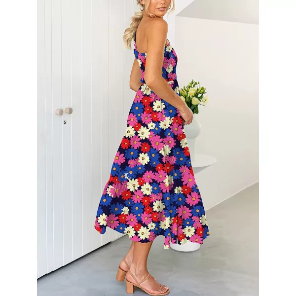 imageANRABESS Womens 2023 Summer Bohemian One Shoulder Sleeveless Smocked Ruffle Tiered Beach Maxi Sun DressFloral 12