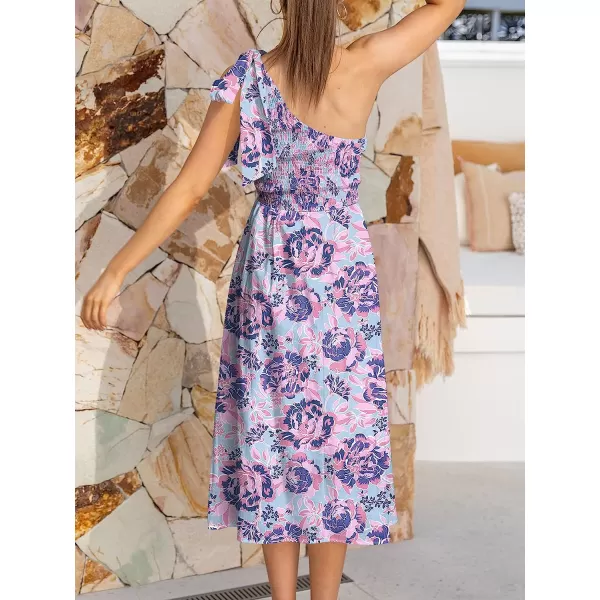 imageANRABESS Womens 2023 Summer Bohemian One Shoulder Sleeveless Smocked Ruffle Tiered Beach Maxi Sun DressZfloral 01