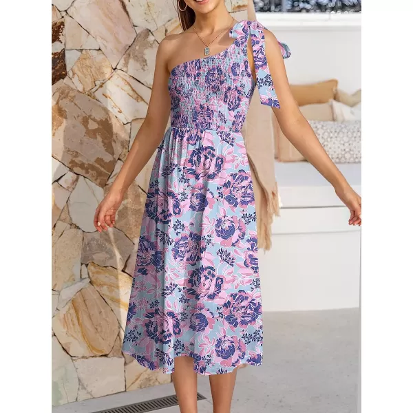 imageANRABESS Womens 2023 Summer Bohemian One Shoulder Sleeveless Smocked Ruffle Tiered Beach Maxi Sun DressZfloral 01
