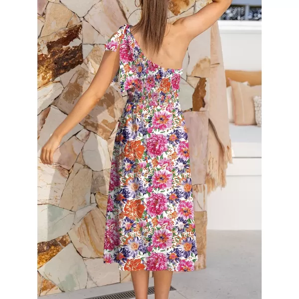imageANRABESS Womens 2023 Summer Bohemian One Shoulder Sleeveless Smocked Ruffle Tiered Beach Maxi Sun DressZfloral 02