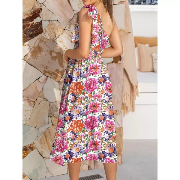 imageANRABESS Womens 2023 Summer Bohemian One Shoulder Sleeveless Smocked Ruffle Tiered Beach Maxi Sun DressZfloral 02