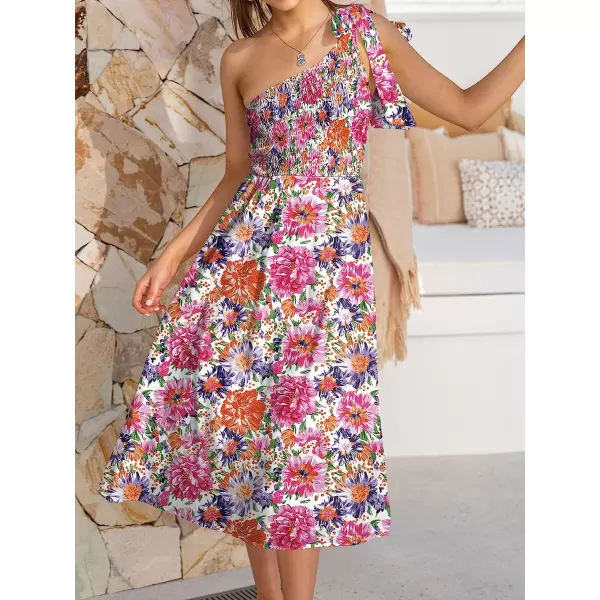 imageANRABESS Womens 2023 Summer Bohemian One Shoulder Sleeveless Smocked Ruffle Tiered Beach Maxi Sun DressZfloral 02