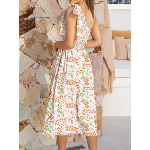 imageANRABESS Womens 2023 Summer Bohemian One Shoulder Sleeveless Smocked Ruffle Tiered Beach Maxi Sun DressZfloral Blush