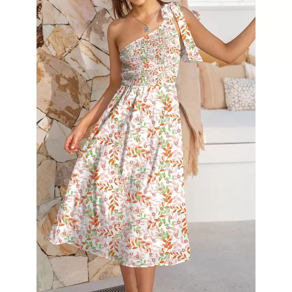imageANRABESS Womens 2023 Summer Bohemian One Shoulder Sleeveless Smocked Ruffle Tiered Beach Maxi Sun DressZfloral Blush
