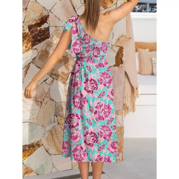 imageANRABESS Womens 2023 Summer Bohemian One Shoulder Sleeveless Smocked Ruffle Tiered Beach Maxi Sun DressZfloral Purple