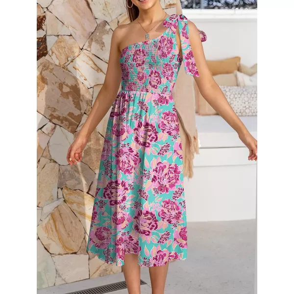 imageANRABESS Womens 2023 Summer Bohemian One Shoulder Sleeveless Smocked Ruffle Tiered Beach Maxi Sun DressZfloral Purple
