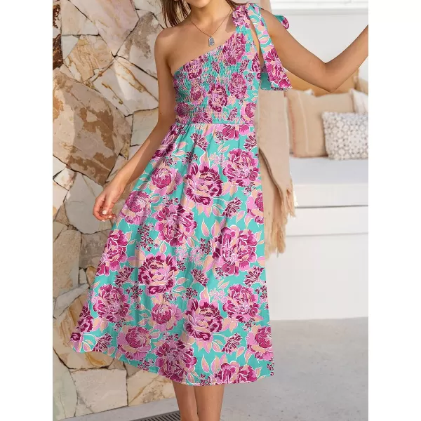 imageANRABESS Womens 2023 Summer Bohemian One Shoulder Sleeveless Smocked Ruffle Tiered Beach Maxi Sun DressZfloral Purple