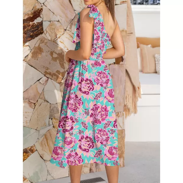 imageANRABESS Womens 2023 Summer Bohemian One Shoulder Sleeveless Smocked Ruffle Tiered Beach Maxi Sun DressZfloral Purple