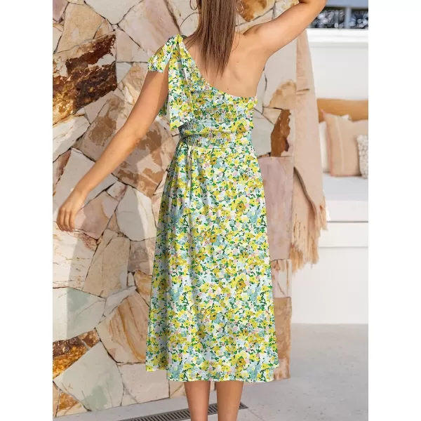 imageANRABESS Womens 2023 Summer Bohemian One Shoulder Sleeveless Smocked Ruffle Tiered Beach Maxi Sun DressZfloral Yellow