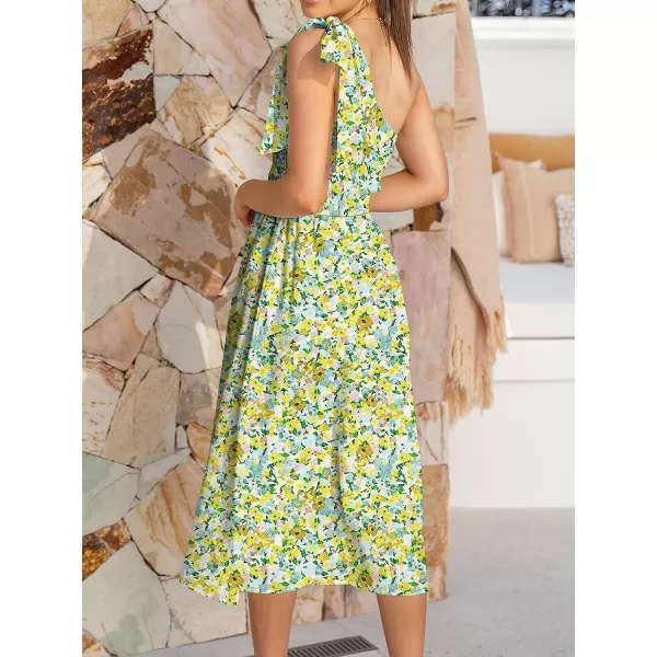 imageANRABESS Womens 2023 Summer Bohemian One Shoulder Sleeveless Smocked Ruffle Tiered Beach Maxi Sun DressZfloral Yellow