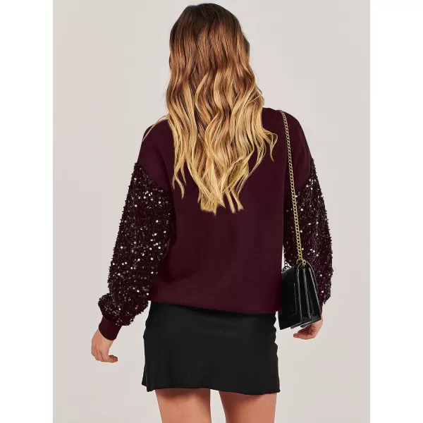 imageANRABESS Womens 2023 Trendy Sweaters Long Sleeve Crewneck Cable Knit Pullover Oversized Casual Chunky TopsBurgundy